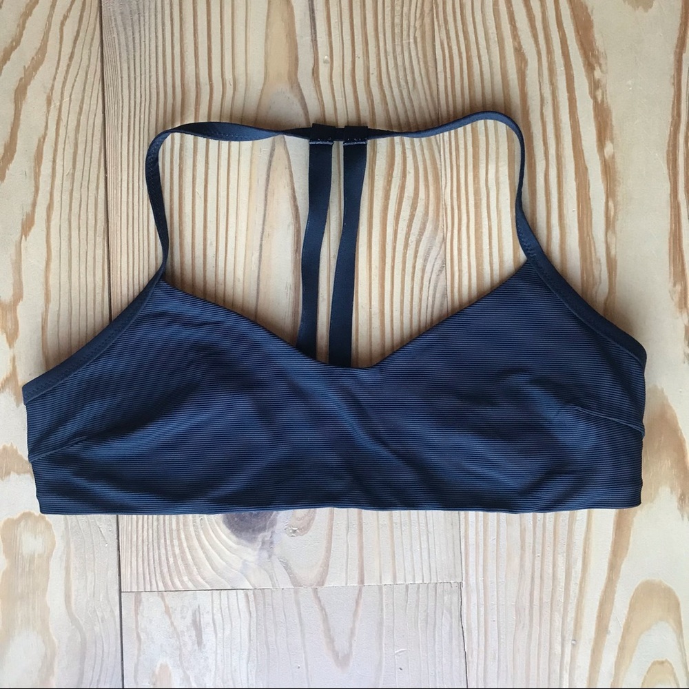 Athleta Textured Black Swim Top Medium